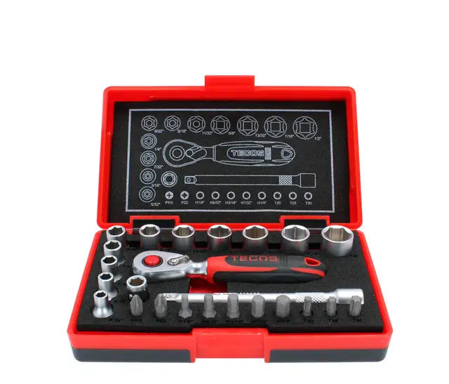 TECOS 1/4" PIPESETT TOMMER Pipenøkkelsett T0624I - (1/4") Tommer 