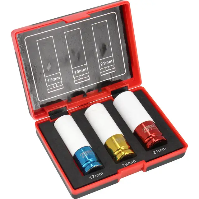TECOS IMPACT SET 3PCS Hjulpipesett 1/2" - 3 deler: 17, 19, 21 