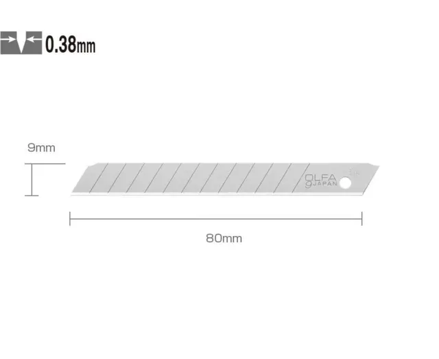 KNIVBLAD AB10B BLANK STD A10 Knivblad AB-10B Olfa 9mm 10pk 